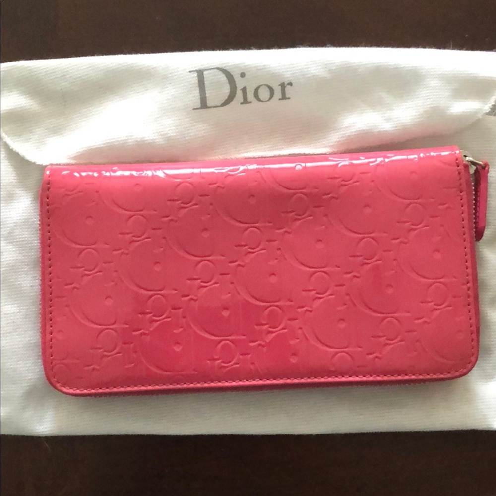Dior Pink embossed Diorissimo wallet